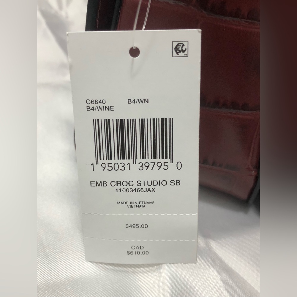 COACH Embossed Croc Studio Shoulder Bag ~ Wine ~ NWT - Picture 11 of 12
